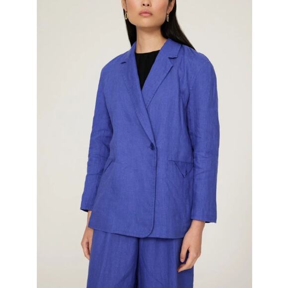 MADEWELL X RTR 100% Linen Blue Double-Breasted Crossover Blazer Size S - Picture 1 of 10